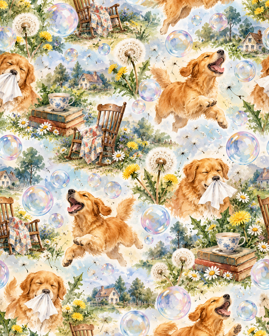 Shuffled watercolor repeating pattern