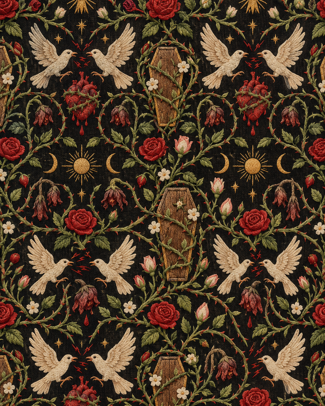 Embroidered repeating pattern